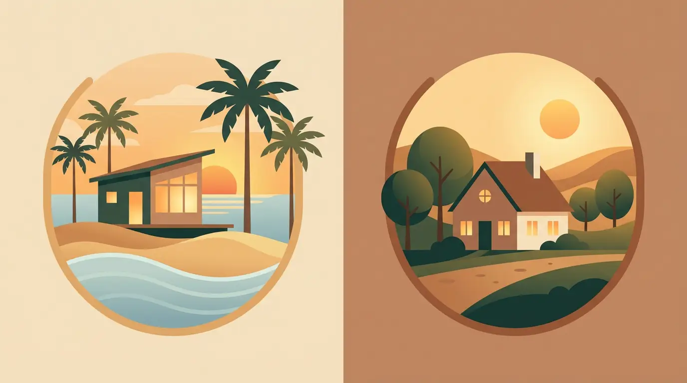 Comparação entre casa de praia e casa de campo protegidas por seguro residencial