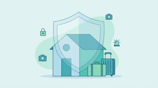 Casa protegida com malas de viagem