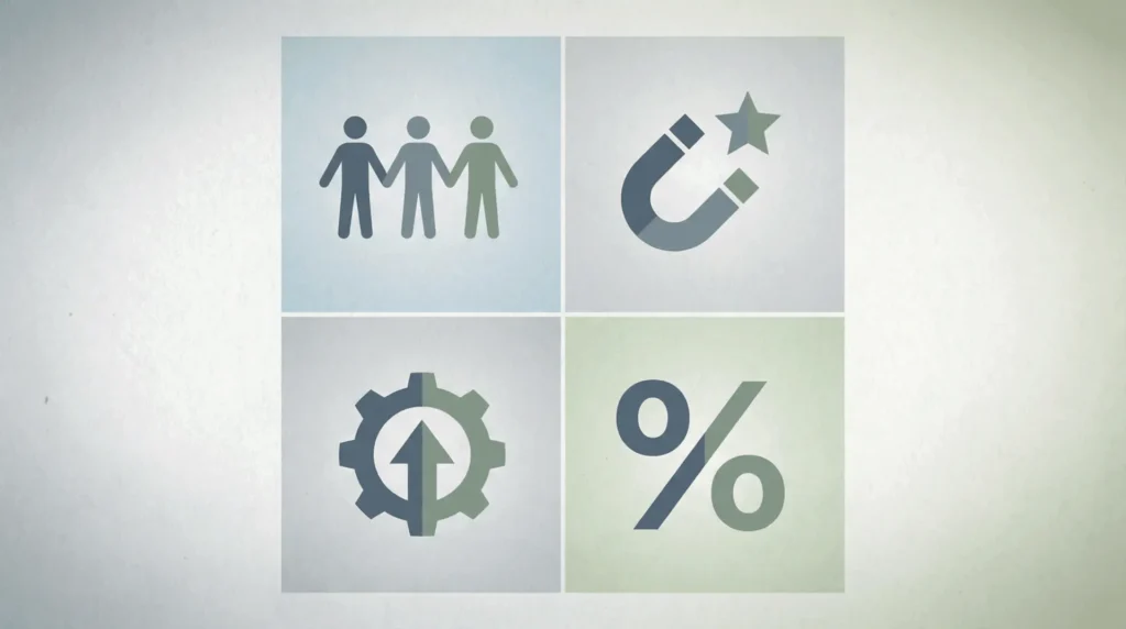 Infográfico minimalista mostrando os benefícios do seguro de vida empresarial para o RH.